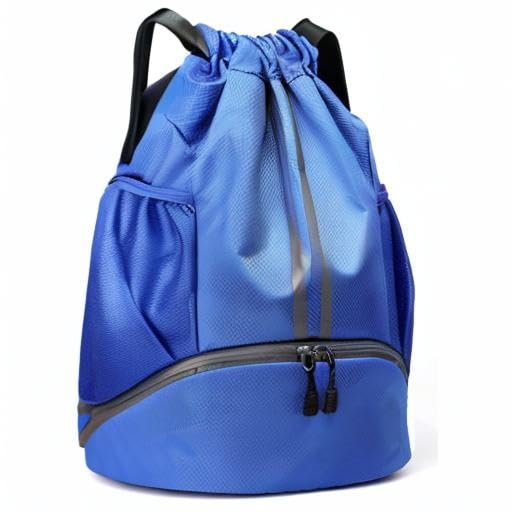 BROTOU Soccer Bags, Football Backpack, Volleyball Bag, Drawstring Backpack with Ball and Shoe Compartment, Football bags for Equipment Swim Gym Bag - color: Blue