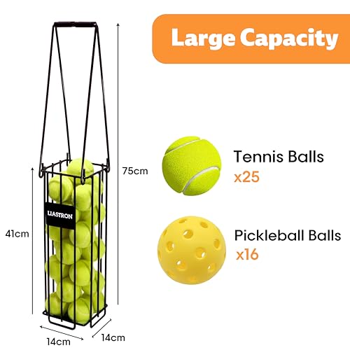 Tennis Ball Hopper Basket Pickleball Picker Upper Pickleball Ball Basket Pickup Hopper Retriever Collector for Balls for Easy Picking Metal Durable Portable Large Capacity Coaches Training
