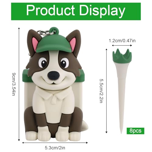 Penitue Caddie Golf Tee Holder, Including 8 Golf Ball Tees Creative Cute Cat Holder Set for Women Men Golfers Attaching to Backpack Shoulder Bag Belt