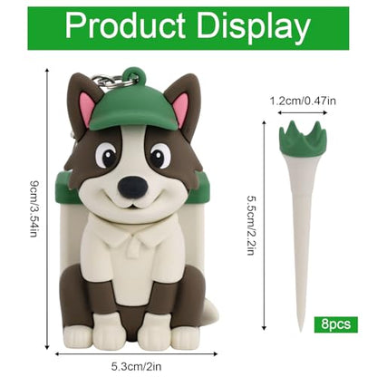 Penitue Caddie Golf Tee Holder, Including 8 Golf Ball Tees Creative Cute Cat Holder Set for Women Men Golfers Attaching to Backpack Shoulder Bag Belt