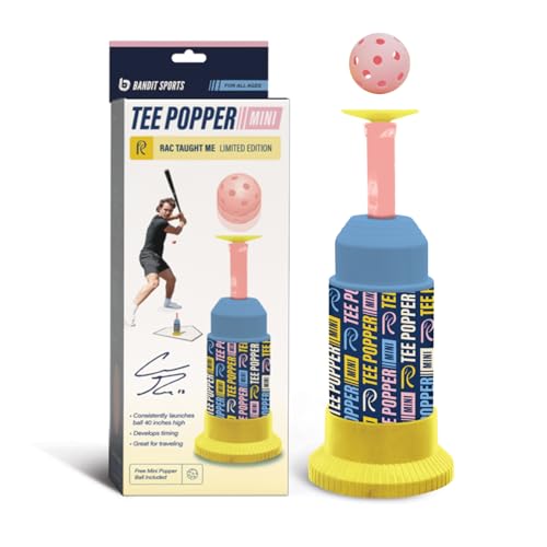 Bandit Sports Coach RAC Tee Popper Mini, Hitting Tee for Perfect Swings, Batting Machine for Practicing Hitting Without a Pitcher Blue