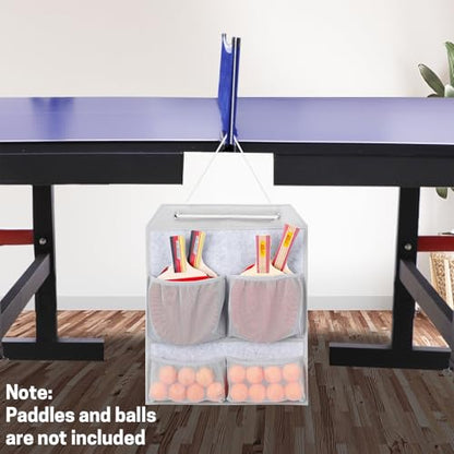 VISEMAN Ping Pong Storage Rack, Table Tennis Racket Holder Wall Mount Organizer for 4 Paddles and Balls