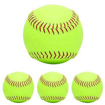 GKK Softballs 4 Pack Sports Practice Softballs 12 Inch Slow Pitch Official Size and Weight Softball Autograph Softball Training Ball for Games, Soft Toss, Batting, Fielding, Hitting, Pitching
