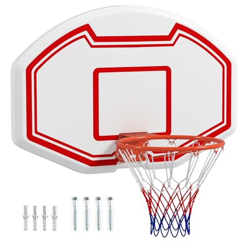 GYMAX Wall Mounted Basketball Hoop, 36" x 24" Shatterproof Backboard and 18 Inch Rim, Mini Basketball Hoop Indoor Outdoor for Home Door Youth Adults