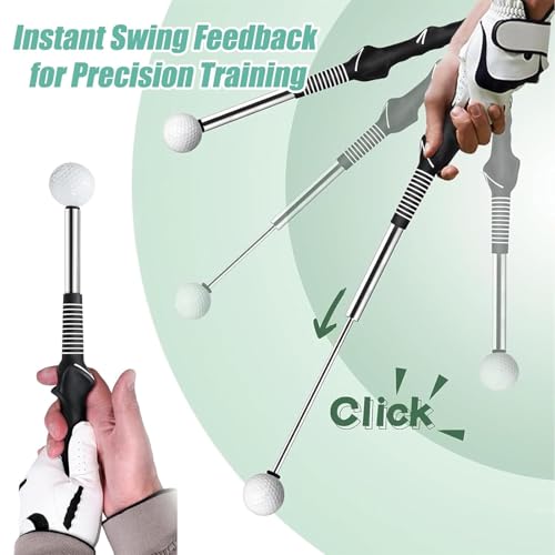 Retractable Golf Swing Training Aid, Golf Grip Trainer and Right-Handed Golf Training Aid for Chipping Hitting, Portable Grip Trainer with Click Feedback