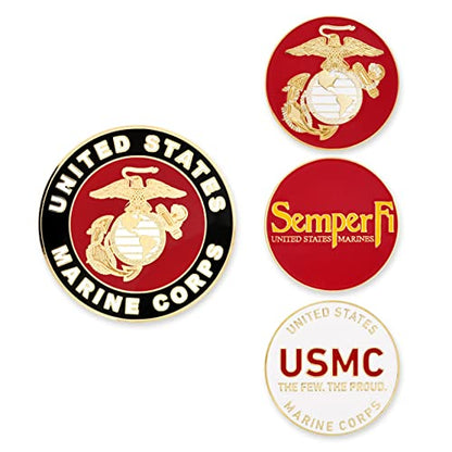 PinMart's Officially Licensed Marine Corps Golf Essentials Gift Set, Divot Tool, Hat Clip, Magnetic Ball Markers, Large Golf Ball Marker with Presentation Box - Gifts and Accessories