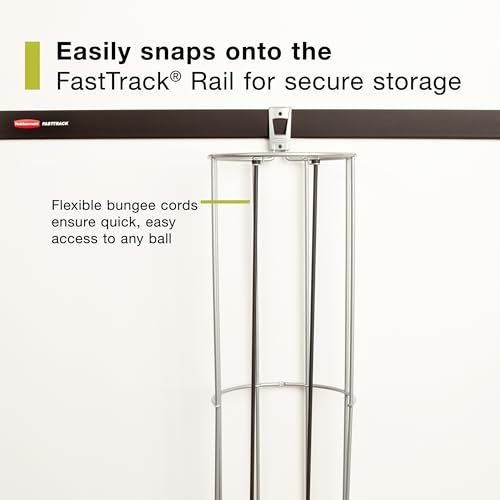 Rubbermaid Garage FastTrack Vertical Ball Rack Satin Nickel Wall Mounted Storage System Holds up to 50 pounds for Home/Garage Silver