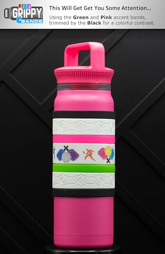 Pickleball Water Bottle Grip Kit - WHITE: Regular - 9 Bands for Superior Grip, Style, & Protection.