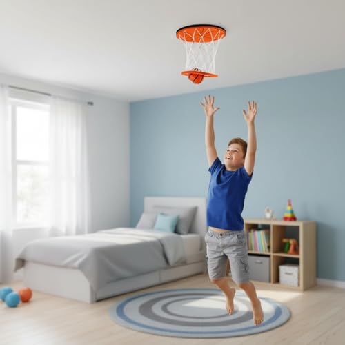 Hanging Indoor Basketball Hoop On Ceiling Sport Swish Hoops with Ball