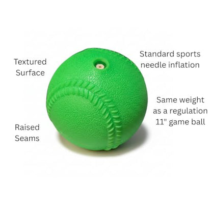Real-Weight Softball Plyoball – Matches 11" Game Ball Weight | Indoor/Outdoor | Raised Seems & Textured Feel | Safer Than Game Balls | 11" Inflatable to 12"