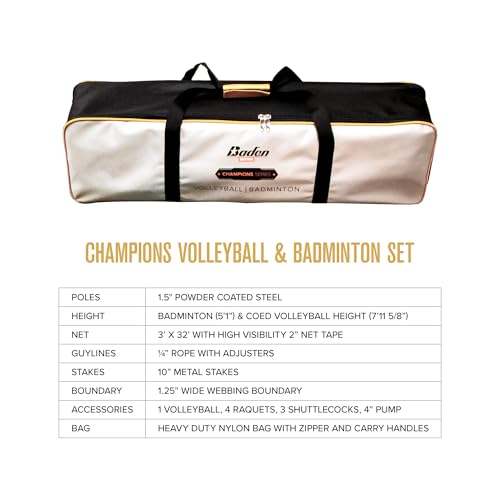 BadenBaden Champions Volleyball Badminton Combo Set - color: Orange/Blue (New Model)