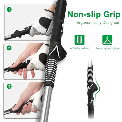 Retractable Golf Swing Trainer - Pro Handed Click Stick Golf Grip Trainer | Golf Grip Swing Training Aid Ideal for Beginners