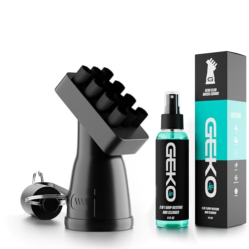 Geko Golf Club Brush and Cleaner System with Magnetic Attachment, Golf Club Cleaning Brush for Grooves, Grips, Irons and Balls