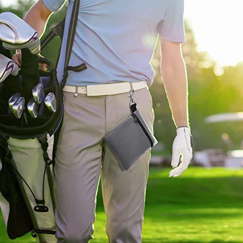 Golf Tee Pouch, 5.62 X 6.87 Inch Professional Zipper Golf Tee/Ball Pouch Bag with Metal Lobster Claw Clip - color: GREY