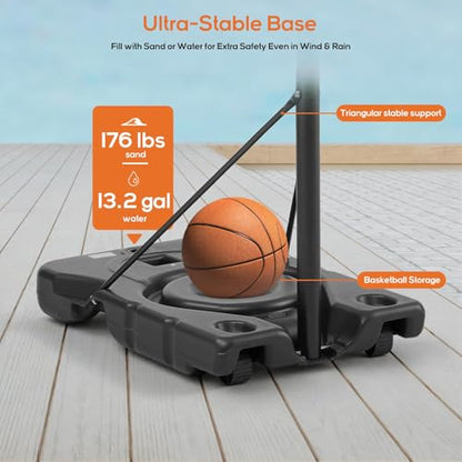 Portable Basketball Hoop Outdoor, Adjustable Basketball Hoops Goal System Shatterproof Backboard, Shock Absorbent Rim, Fillable Base for Swimming Pool/Backyard/Driveway - style: Red 6.1-10FT