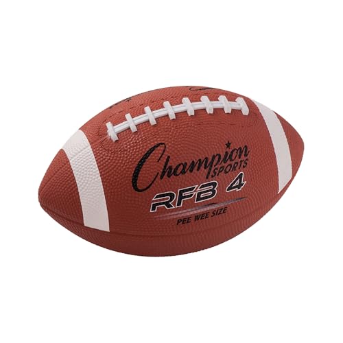 Champion Sports Rubber Football – Durable All-Weather Ball for Pee Wee to Official Sizes, Indoor & Outdoor Play - style: Pee Wee Size (Ages Up to 9)