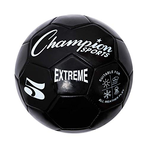 Champion Sports Extreme Series Soccer Ball – Sizes 3, 4, 5, Soft Touch, All Weather, High Air Retention, Youth & Adult League Balls for Training, Games, Outdoor & Indoor Play, Multiple Colors - color: Black, size: Size 5