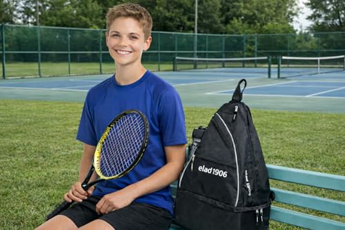 Pickleball Sling Bag with Shoe Compartment for Men & Women – Large Paddle Backpack with Fence Hook & Water Bottle Holder – Fits 2 Pickleball Paddles or Tennis Rackets