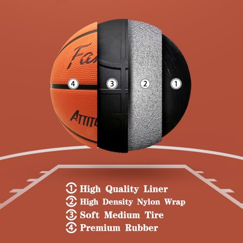 Basketball, Rubber Basketballs with Pump, Youth Basketball for Indoor and Outdoor