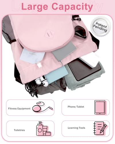 RHDZO Drawstring Backpack Gym Backpack with Shoe Compartment for Men Women String Sports Bag with Wet Pocket Cinch Swim Beach Bag, Large Pink - color: Large Pink