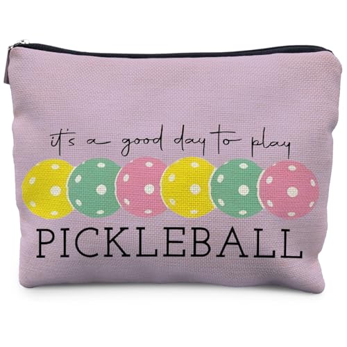 Pickleball Gifts for Women: Colorful Makeup Bag, It's a Good Day to Play Cosmetic Toiletry Bag, Gifts for Pickleball Lovers (Purple) - color: Colorful Pickleball - purple