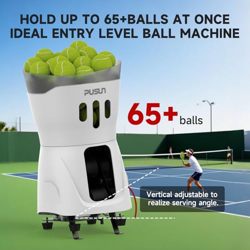 Tennis Ball Machine, Portable PT-Mini Pro Tennis Ball Serving Launching Machine for Practice and Training, Support App and Remote Adjust Speed&Angle, Hold 65+Balls at Once, Easy to Use
