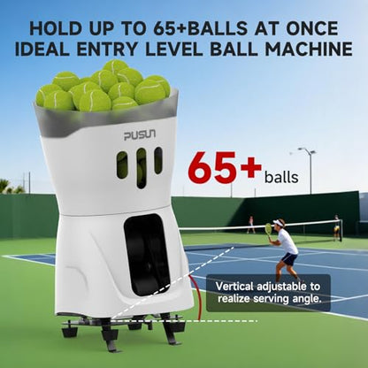 Tennis Ball Machine, Portable PT-Mini Pro Tennis Ball Serving Launching Machine for Practice and Training, Support App and Remote Adjust Speed&Angle, Hold 65+Balls at Once, Easy to Use