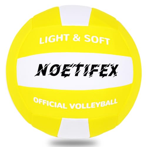 Soft Volleyball-Super Soft Fabric Light Volleyball for Indoor Practice Safe and Quiet Kids Youth Beginners House Yard Training Practice Games(Deflated) - color: Yellow,white