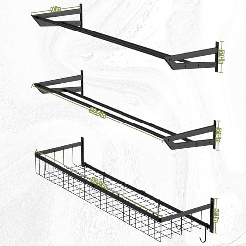 BTY Ball Holder Wall Mount Garage Sports Equipment Organizer 3 Separate Wall Ball Storage Rack with 6 Hooks for Basketball Football Soccer Volleyball