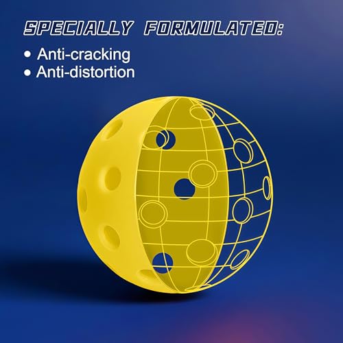 Pro-Grade 40-Hole Outdoor Pickleball Balls 3/4/12 Pack- Pro-Player Tested with Wind-Resistant Design, High-Visibility & 300+ Hit Suitable for Players of All Skill Levels