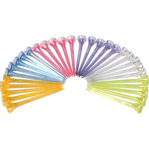Golf Tees 2.68’’ 2.83’’ 10/20/30 Count Crystal Plastic Golf Tees Reduced Friction & Side Spin Professional Unbreakable TEES - color: 30 PCS Mixed Colors, size: 2.68"