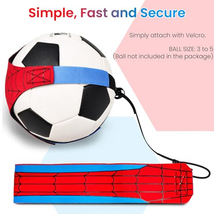 Global Park Soccer Trainer Adjustable Waist Belt - Football Training Equipment Aid for Ball Control, Passing & Shooting, Kick Throw Trainer Solo Practice Volleyball, Rugby for Kids Adults at Home - color: Red