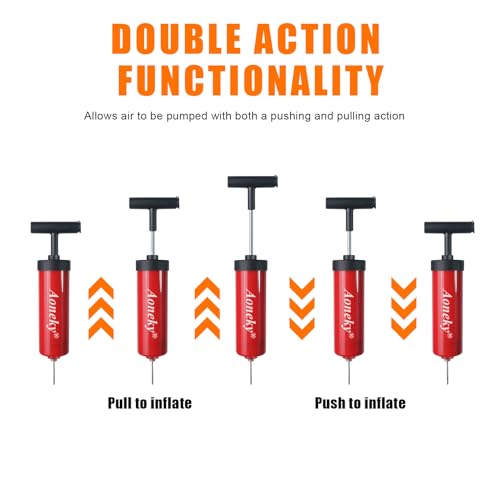 Aoneky Mini Hand Pump for Sports Balls - Portable Air Pump with Needle Storage, Compact Design for Basketball, Soccer, Football, Volleyball | Needle Included
