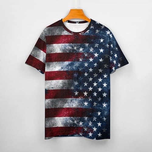 Men's American Flag T Shirt Short Sleeve Patriotic Tops Crewneck Muscle Tee 4th of July Golf Tops Summer USA Tee - color: American Flag, size: Medium