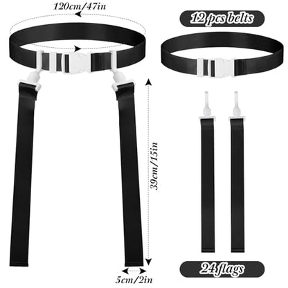 Peryiter 2/12/24/36 Player Flag Football Belt, Adjustable Football Belts and Flags for Kids Youth Adult Sport Team Training - color: Black