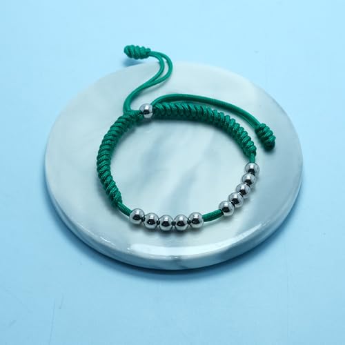 Premium Golf Stainless Steel 10 Bead Score Counter Bracelet, Golf Stroke Count Bracelet, Resizable Easy Adjust Golf Round Scoring Tracker, Durable Stylish Golf Accessory - style: Emerad Green