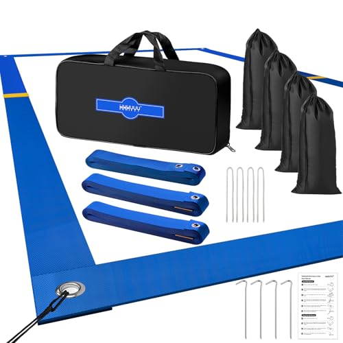 Professional Beach Volleyball Lines for Sand 26.3' X 52.6'| 30' X 60', 2 inch, Better Visible, Upgraded Weather Resistance, with Metal Anchors & Sand Bags - color: Blue, size: Standard 30x60 FT