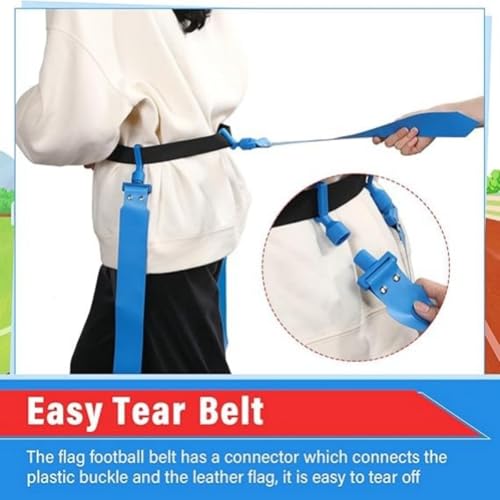 Junkin 6/8/10 Players Flag Football Sets Adjustable Football Belts and Flags for Youths Teens Kids Adults Players Sports Team - color: Blue,white