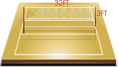 Professional Volleyball Net Outdoor Heavy Duty, All Weather Enhanced with Aircraft Steel Cable, Regulation 32x3FT Replacement Net for Backyard Beach Pool Indoor