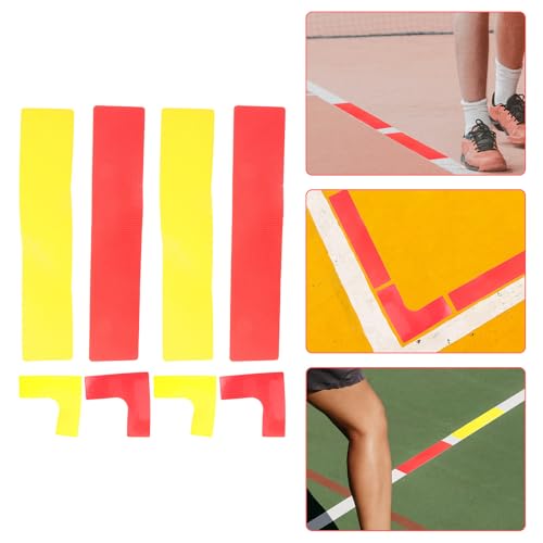 PRETYZOOM 8pcs Tennis and Football Training Markers Set, Red and Yellow Court Spot and Line Markers for Sports Agility and Field Practice