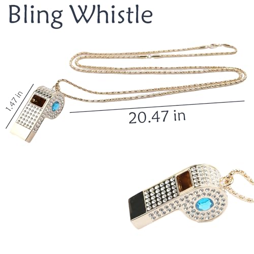 Whistle,Rhinestone Sports Whistle with Keychain for Coach/Referee/Training/Lifeguard/Teachers(Gold) - color: Blue
