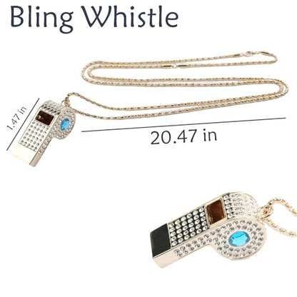 Whistle,Rhinestone Sports Whistle with Keychain for Coach/Referee/Training/Lifeguard/Teachers(Gold) - color: Blue