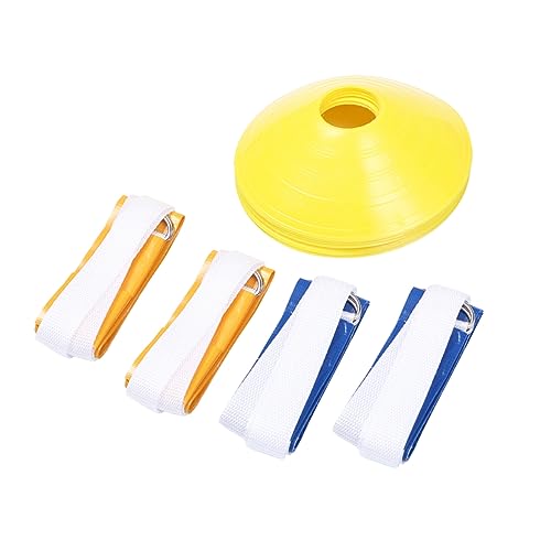 Mikikit 8Pcs Flag Football Training with Belts Includes Blue Yellow Flags and Cone Markers for Youth Rugby Practice and Team Games