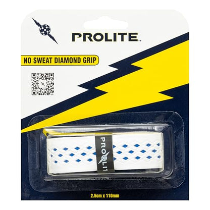 No-Sweat Diamond Grip for Pickleball Paddles, Tennis, Racquetball - color: White w/ Blue Underlay, size: 1-Pack