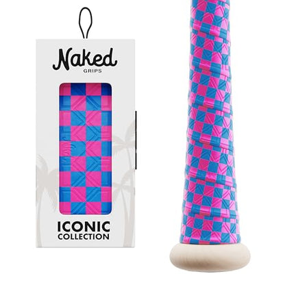 Naked Grips Iconic Collection | 1mm Baseball & Softball Bat Grips - color: Neon Checkers