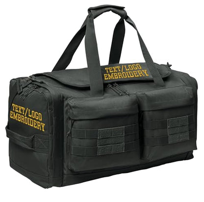 Tactical Gear bag Heavy Duty Duffel Gym bag/Tactical Backpack Custom Embroidered with your own text (Charcoal - Duffel Bag) - color: Charcoal - Duffel Bag