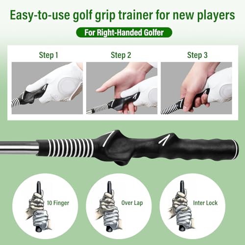 Golf Swing Trainer & Grip Trainer – Retractable Telescopic Practice Stick with Auditory Click Feedback, Flexible Tempo & Chipping Aid for Right-Handed Golfers, Indoor/Outdoor Use