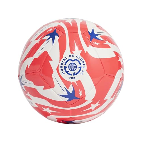 adidas FIFA Club World Cup Club Ball - Inspired Design, Durable Construction, Official Tournament Logo - color: White/Lucid Red/Power Blue/Black/Club, size: 5