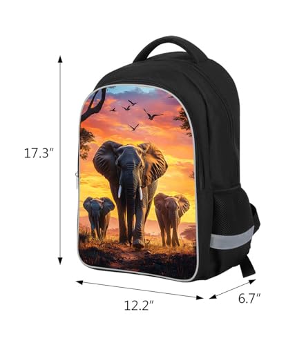 Kids School Backpack for Boys Girls, Children Teens Back Pack for Elementary Primary, Polyester Bookbag, Large Capacity Elephant School Bag, Top Handle, Idea for Unisex-child Age 6+ - color: H03-elephant Family