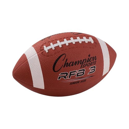 Champion Sports Rubber Football – Durable All-Weather Ball for Pee Wee to Official Sizes, Indoor & Outdoor Play - style: Junior Size (Ages 10-12)